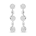 14k white gold 2.00 cttw diamond floral cluster drop earrings bijoux-nyc direct