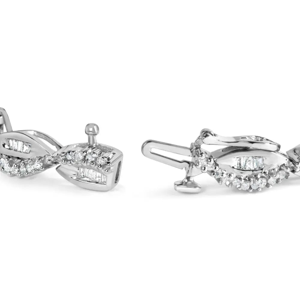 14k white gold 2.00 cttw diamond swirl and pear link bracelet 7 inch bijoux-nyc direct