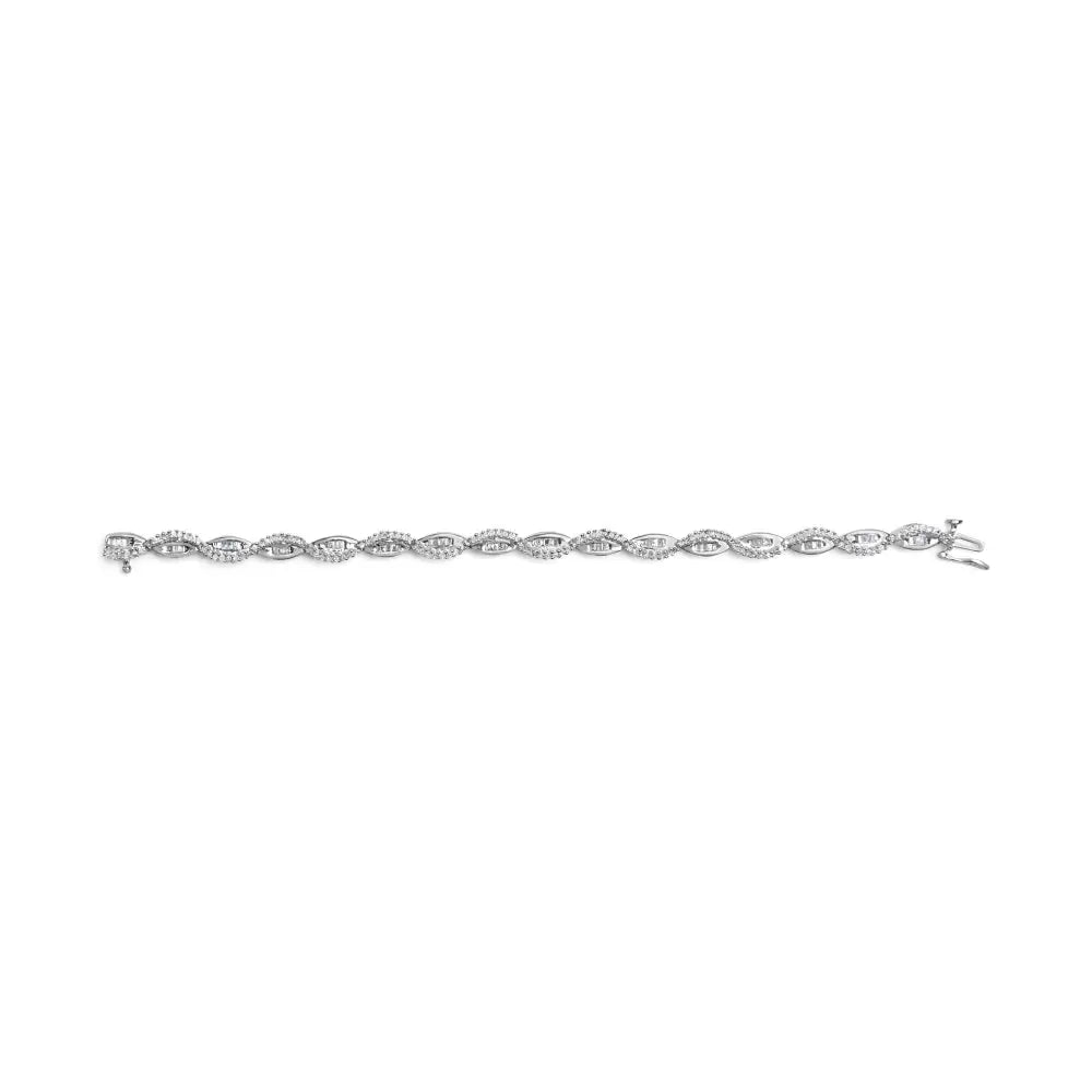 14k white gold 2.00 cttw diamond swirl and pear link bracelet 7 inch bijoux-nyc direct
