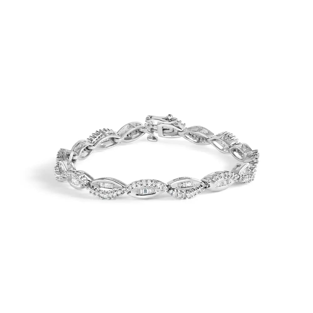 14k white gold 2.00 cttw diamond swirl and pear link bracelet 7 inch bijoux-nyc direct