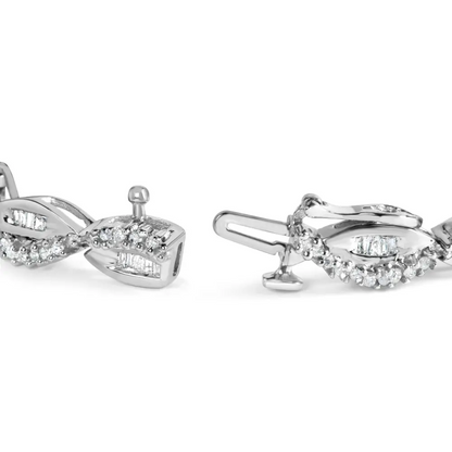 14k white gold 2.00 cttw diamond swirl and pear shape link bracelet (i j color i2 i3 clarity) 7’’ bracelets/bracelet/link