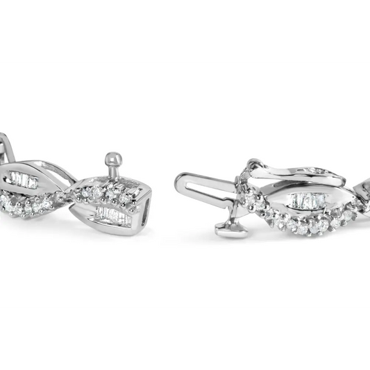14k white gold 2.00 cttw diamond swirl and pear shape link bracelet (i j color i2 i3 clarity) 7’’ bracelets/bracelet/link