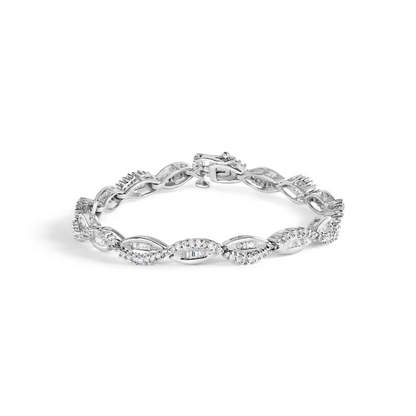 14k white gold 2.00 cttw diamond swirl and pear shape link bracelet (i j color i2 i3 clarity) 7’’ bracelets/bracelet/link