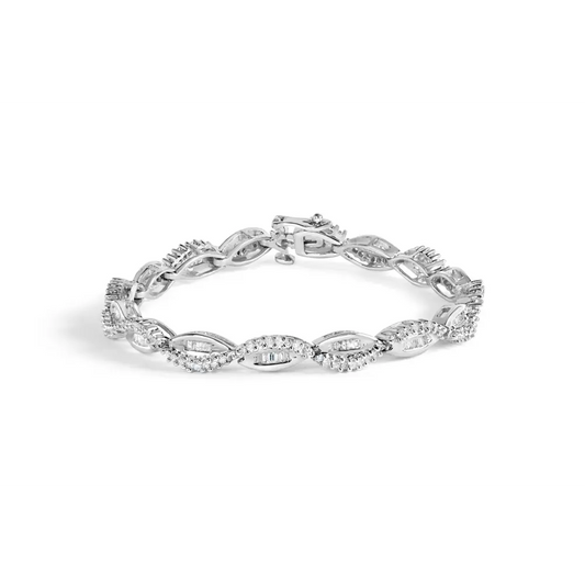 14k white gold 2.00 cttw diamond swirl and pear shape link bracelet (i j color i2 i3 clarity) 7’’ bracelets/bracelet/link