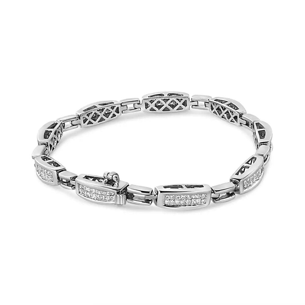 2.00 cttw princess diamond invisible link bracelet in 14k white gold 7.25 bijoux-nyc direct