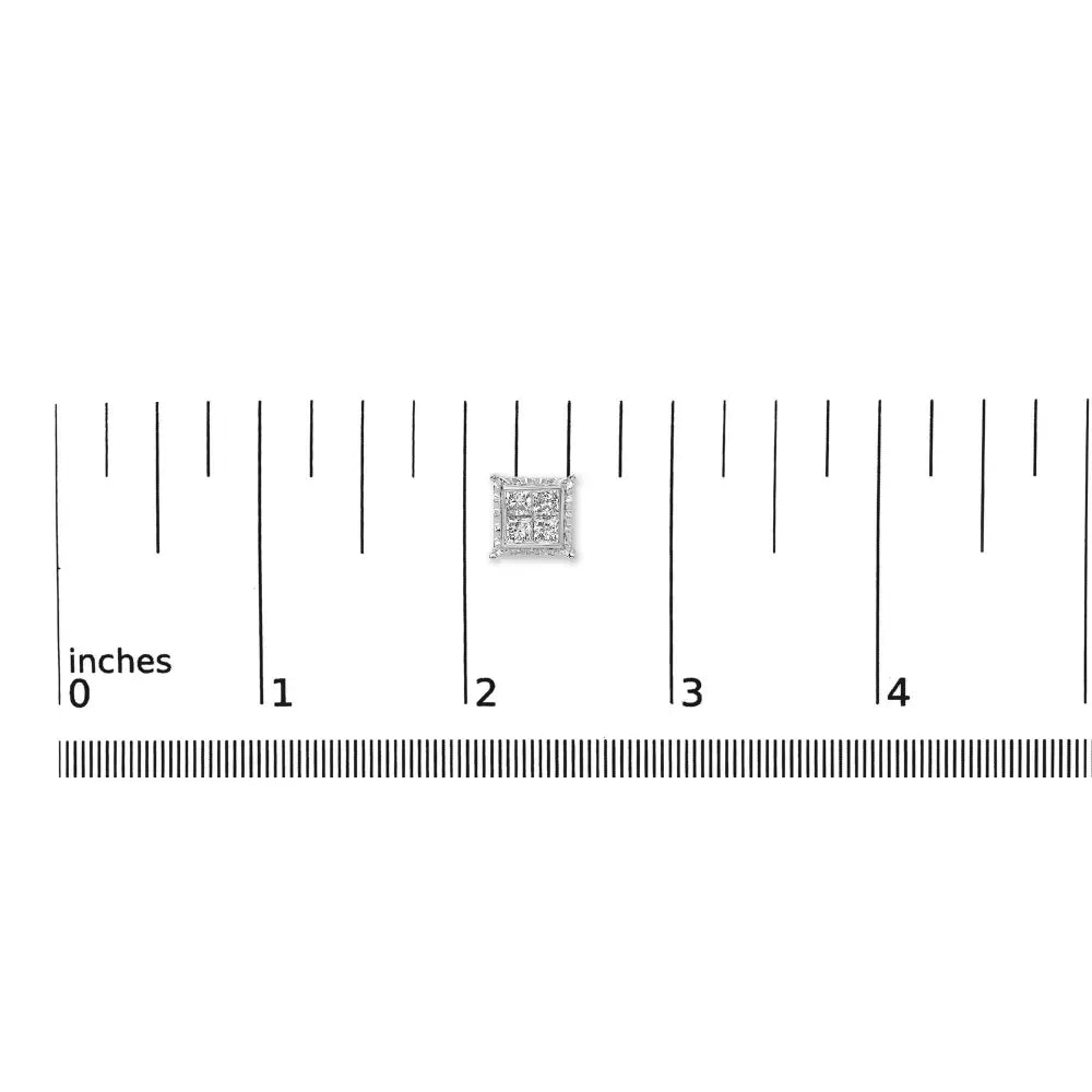 14K White Gold 2.00 Cttw Invisible Set Princess-Cut Lab Grown Diamond Wavy Quad Stud Earrings - Bijoux-NYC Direct