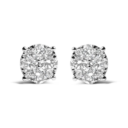 14K White Gold 2.00 Cttw Lab Grown Diamond Cluster Stud Earrings (G-H Color, VS1-VS2 Clarity) - Bijoux-NYC Direct