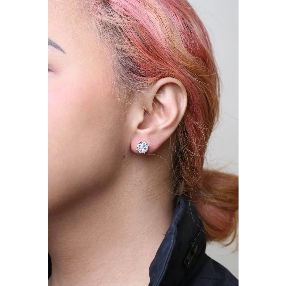 14K White Gold 2.00 Cttw Lab Grown Diamond Cluster Stud Earrings (G-H Color, VS1-VS2 Clarity) - Bijoux-NYC Direct