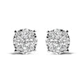 14k white gold 2ctw lab grown and natural diamond cluster stud earrings bijoux-nyc direct