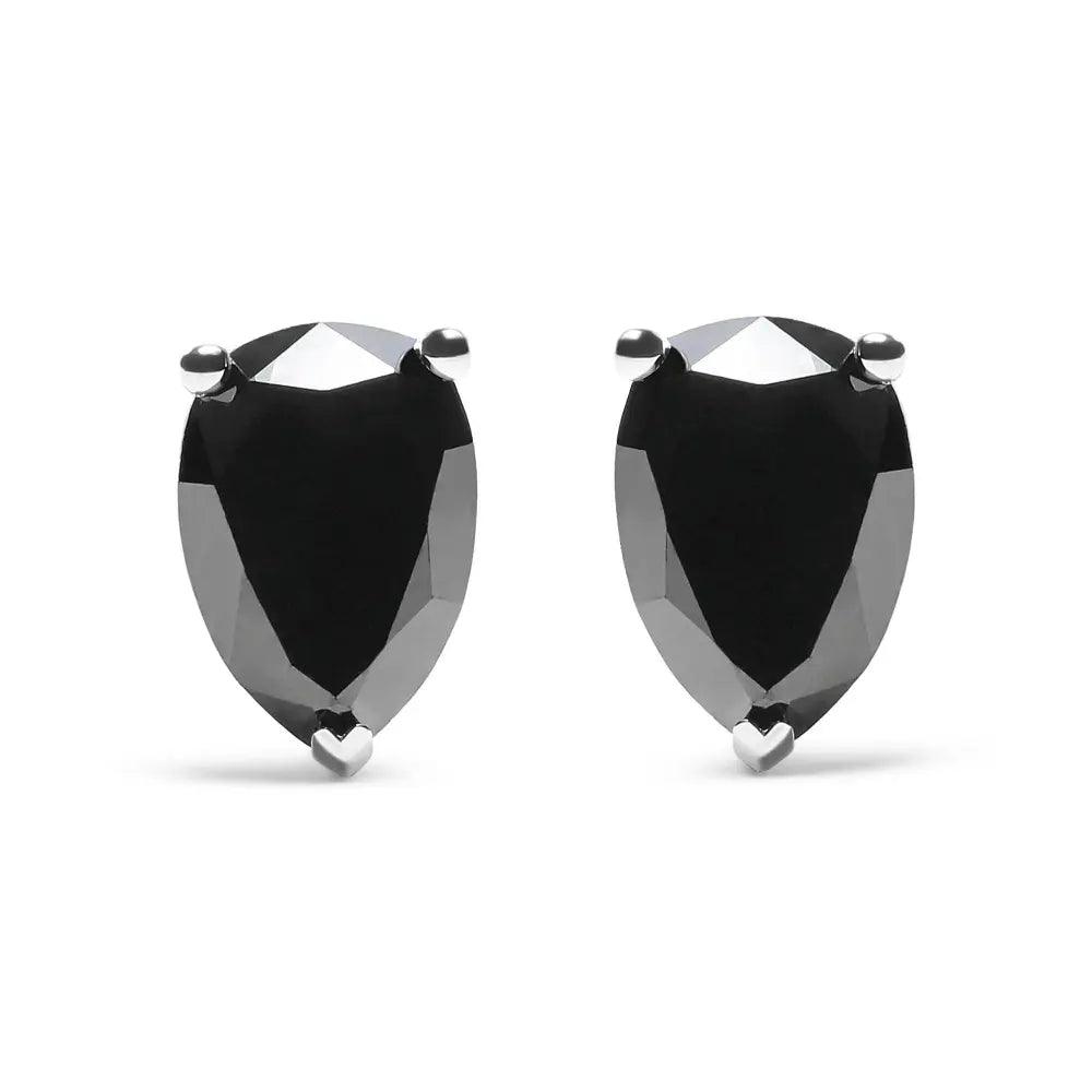 14K White Gold 2.00 Cttw Pear Cut Black Diamond Stud Earrings - Bijoux-NYC Direct