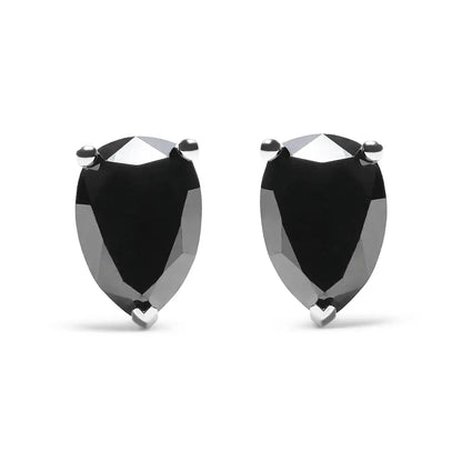 14K White Gold 2.00 Cttw Pear Cut Black Diamond Stud Earrings - Bijoux-NYC Direct