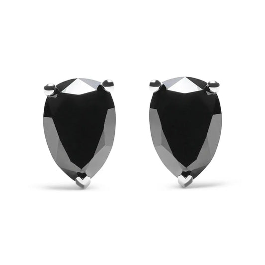 14K White Gold 2.00 Cttw Pear Cut Black Diamond Stud Earrings - Bijoux-NYC Direct