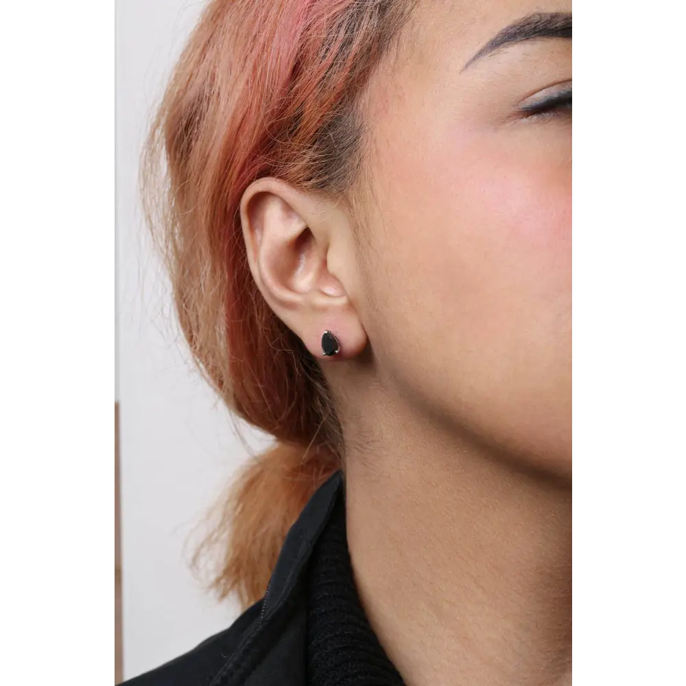 14K White Gold 2.00 Cttw Pear Cut Black Diamond Stud Earrings - Bijoux-NYC Direct