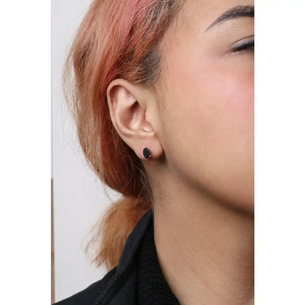 2.00 cttw pear cut black diamond stud earrings in 14k white gold bijoux-nyc direct