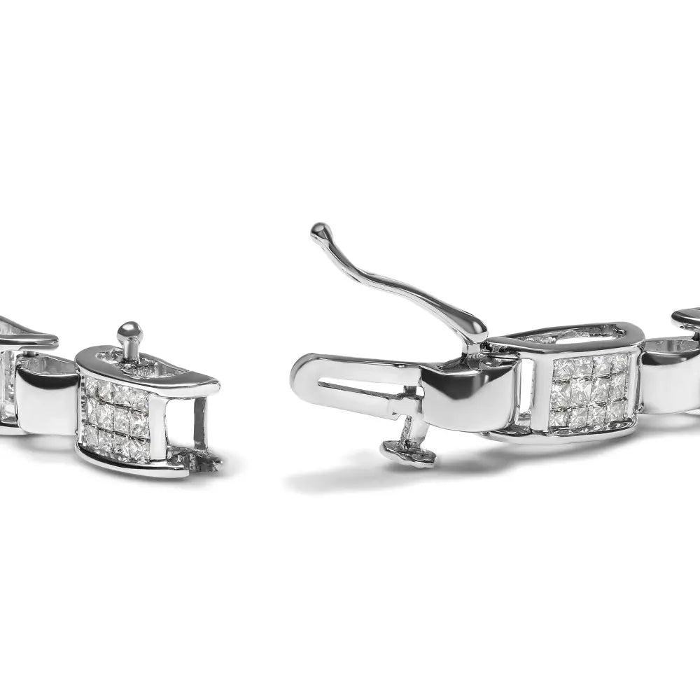 2.00 cttw princess diamond invisible set link bracelet in 14k white gold bijoux-nyc direct