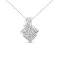 14k white gold 2.10ctw princess and baguette geometric diamond pendant bijoux-nyc direct