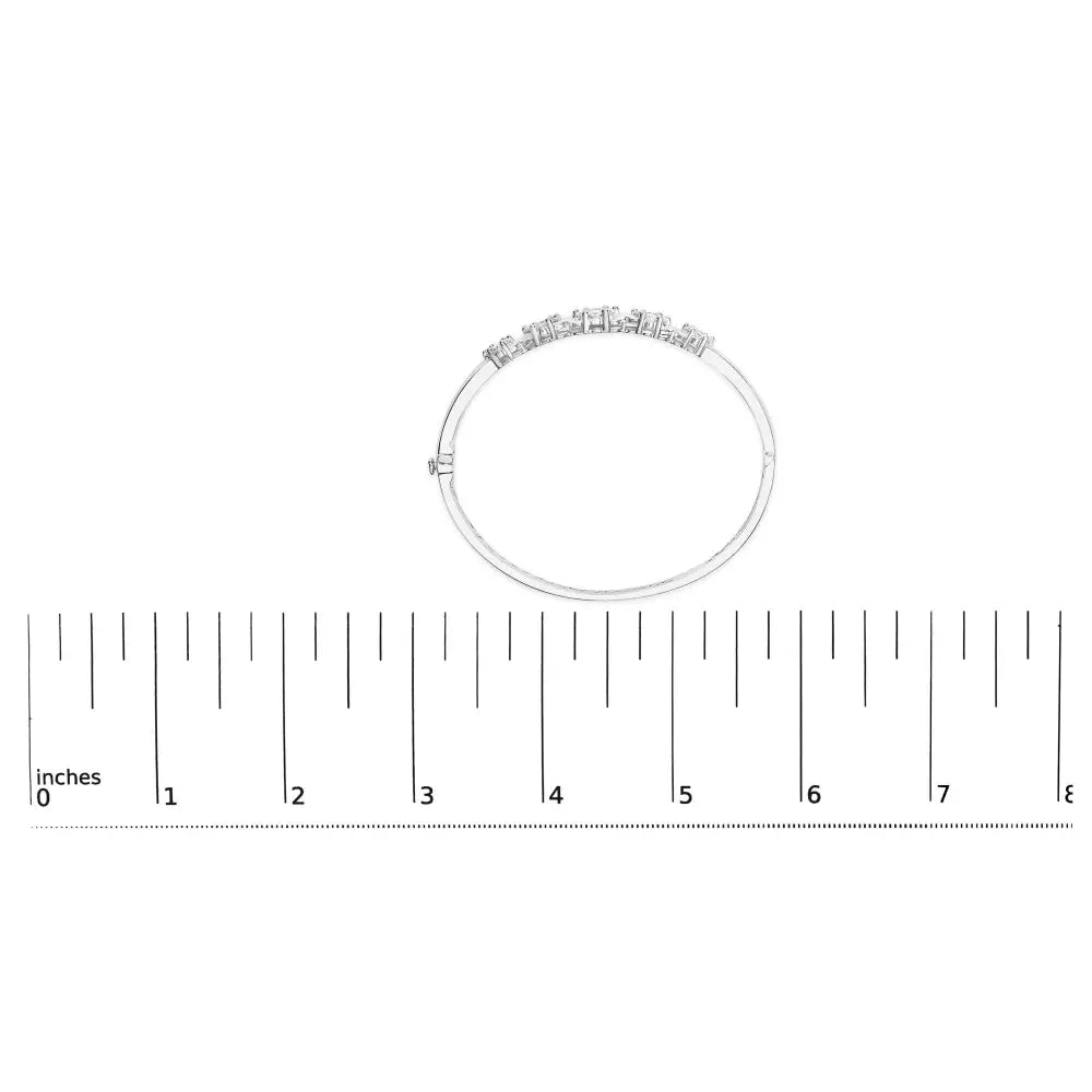 14k white gold 2 1/2 cttw diamond floral cluster bangle bracelet bijoux-nyc direct