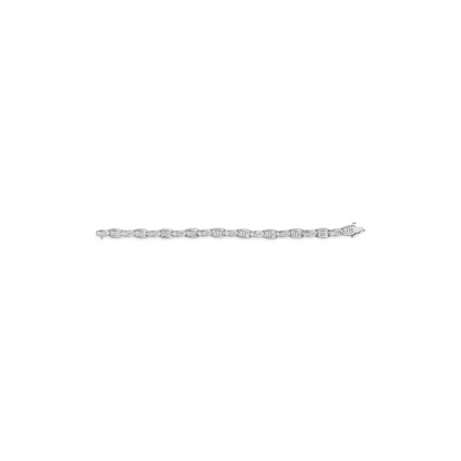 14k white gold 2 1/2 cttw round brilliant & baguette cut diamond 7’’ alternating flared links tennis bracelet (h i color si1 si2