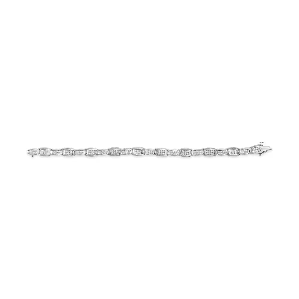 14k white gold 2.50ctw round and baguette diamond flared tennis bracelet bijoux-nyc direct