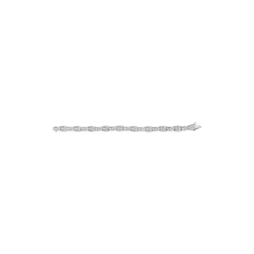 14k white gold 2.50ctw round and baguette diamond flared tennis bracelet bijoux-nyc direct