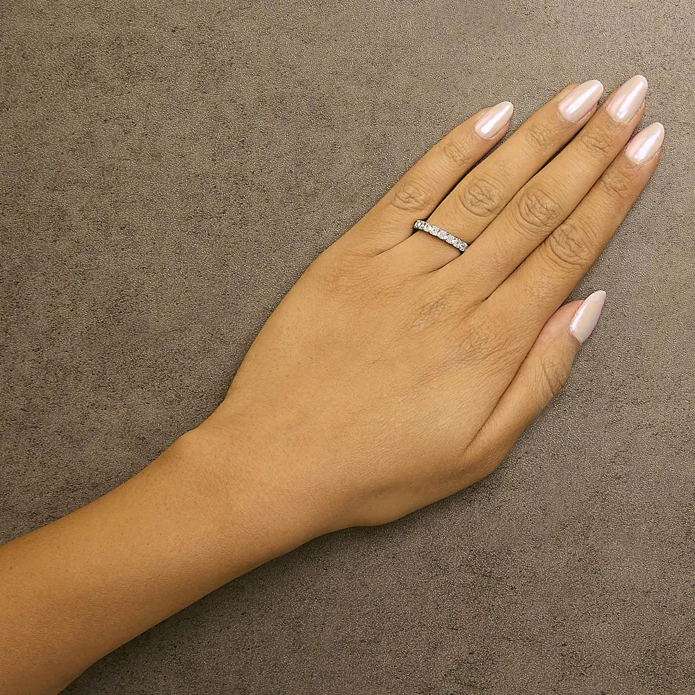 14K White Gold 2 1/3 Cttw Asscher Cut Lab Grown Diamond Eternity Band Ring (E-F Color, VS1-VS2 Clarity) - Ring Size 5.5 - Bijoux-NYC Direct
