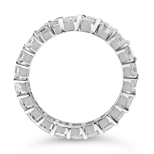 14K White Gold 2 1/3 Cttw Asscher Cut Lab Grown Diamond Eternity Band Ring (E-F Color, VS1-VS2 Clarity) - Ring Size 5.5 - Bijoux-NYC Direct