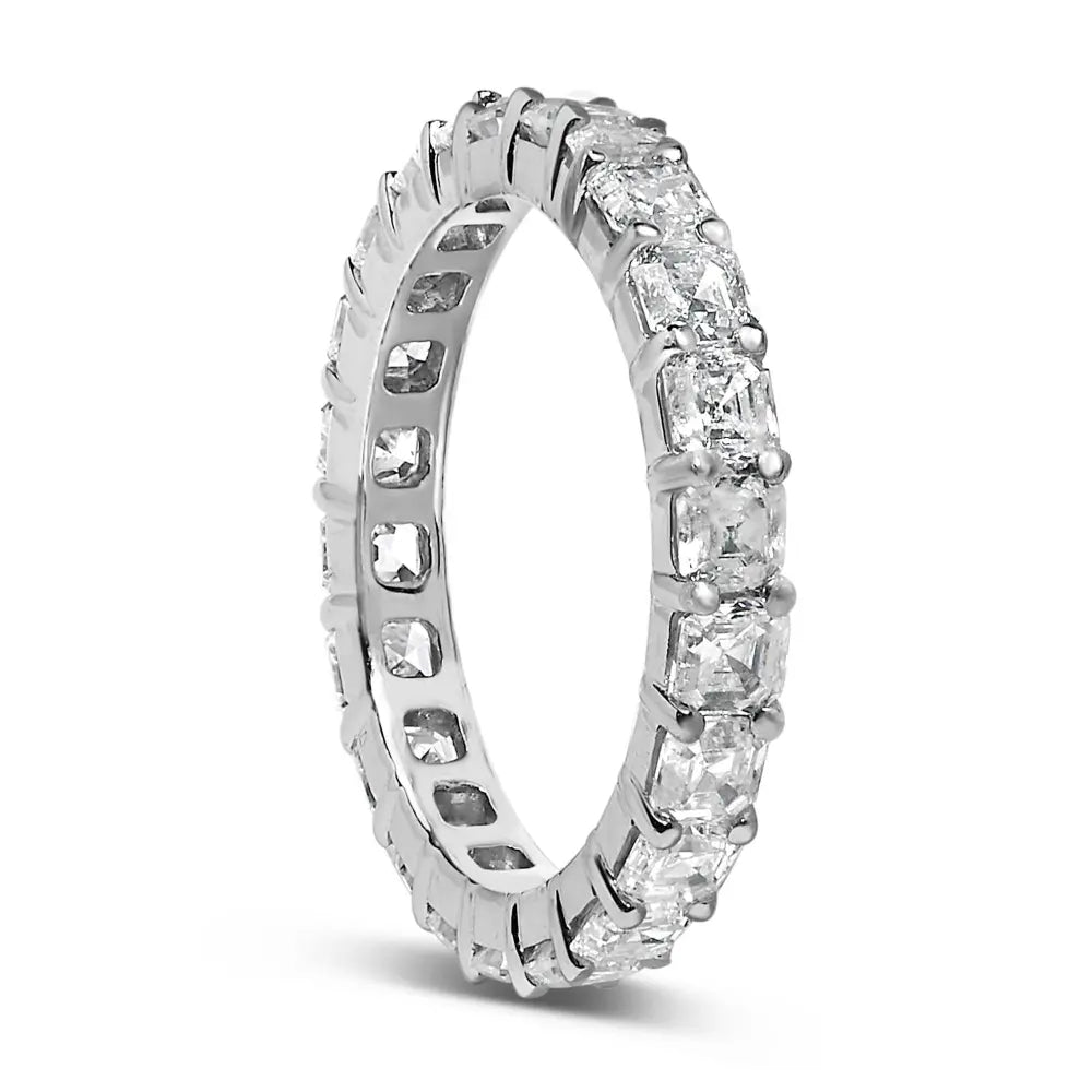 14K White Gold 2 1/3 Cttw Asscher Cut Lab Grown Diamond Eternity Band Ring (E-F Color, VS1-VS2 Clarity) - Ring Size 5.5 - Bijoux-NYC Direct