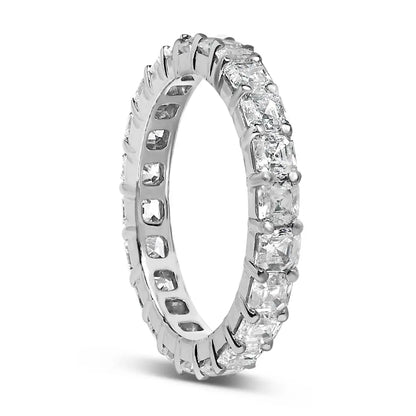 14K White Gold 2 1/3 Cttw Asscher Cut Lab Grown Diamond Eternity Band Ring (E-F Color, VS1-VS2 Clarity) - Ring Size 5.5 - Bijoux-NYC Direct