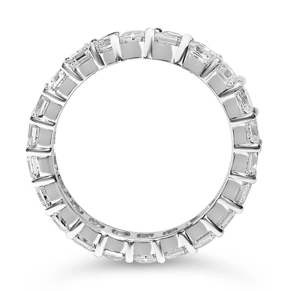 14K White Gold 2 1/3 Cttw Asscher Cut Lab Grown Diamond Eternity Band Ring (E-F Color, VS1-VS2 Clarity) - Ring Size 5.5 - Bijoux-NYC Direct