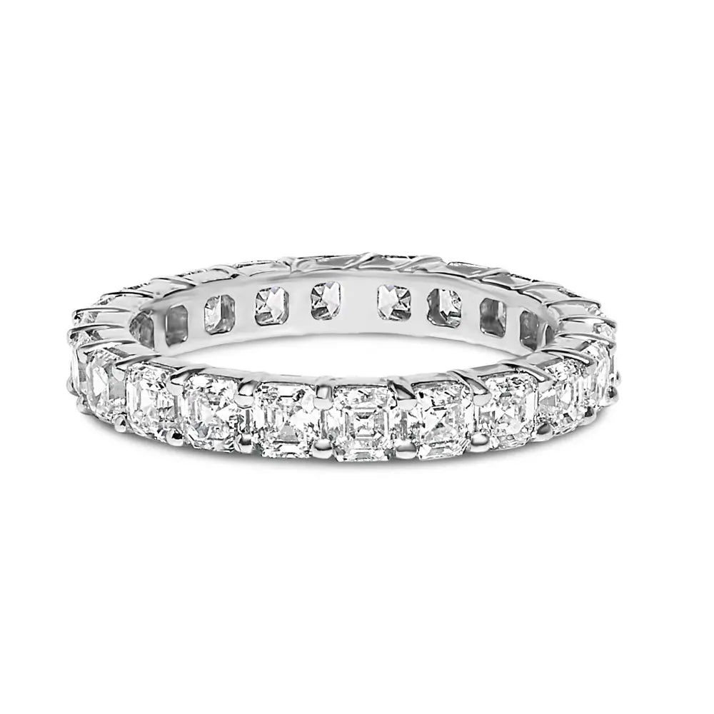 14K White Gold 2 1/3 Cttw Asscher Cut Lab Grown Diamond Eternity Band Ring (E-F Color, VS1-VS2 Clarity) - Ring Size 5.5 - Bijoux-NYC Direct