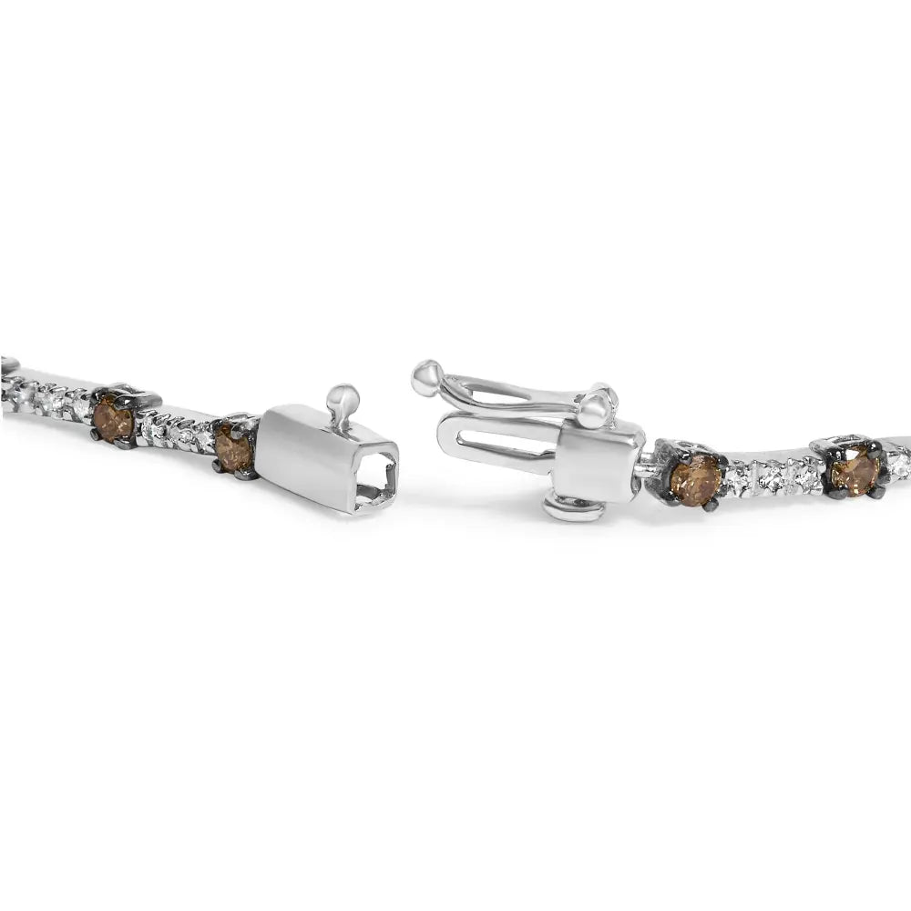 14k white gold 2 1/4 cttw champagne diamond bar link 7’’ bracelet (champagne color i1 i2 clarity) bracelets/bracelet/link