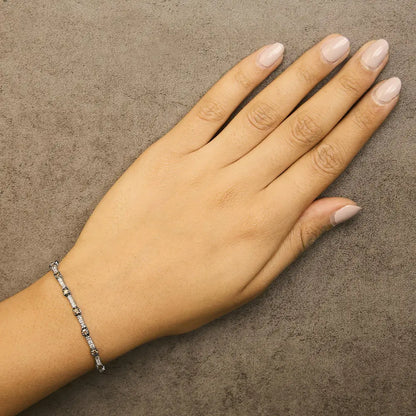 14k white gold 2 1/4 cttw champagne diamond bar link 7’’ bracelet (champagne color i1 i2 clarity) bracelets/bracelet/link