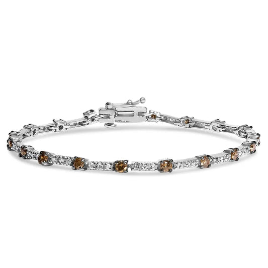14k white gold 2 1/4 cttw champagne diamond bar link 7’’ bracelet (champagne color i1 i2 clarity) bracelets/bracelet/link