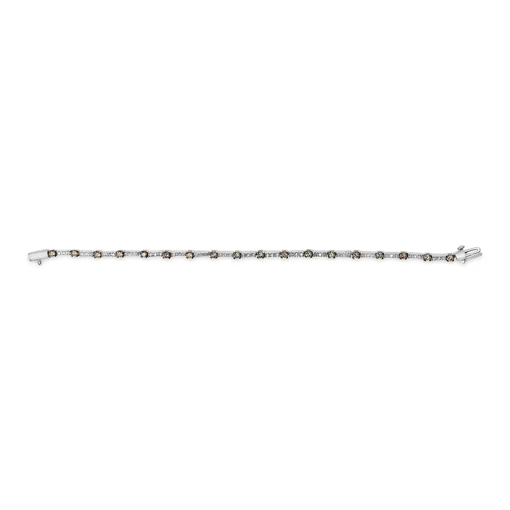 14k white gold 2 1/4 cttw champagne and white diamond bar link bracelet bijoux-nyc direct