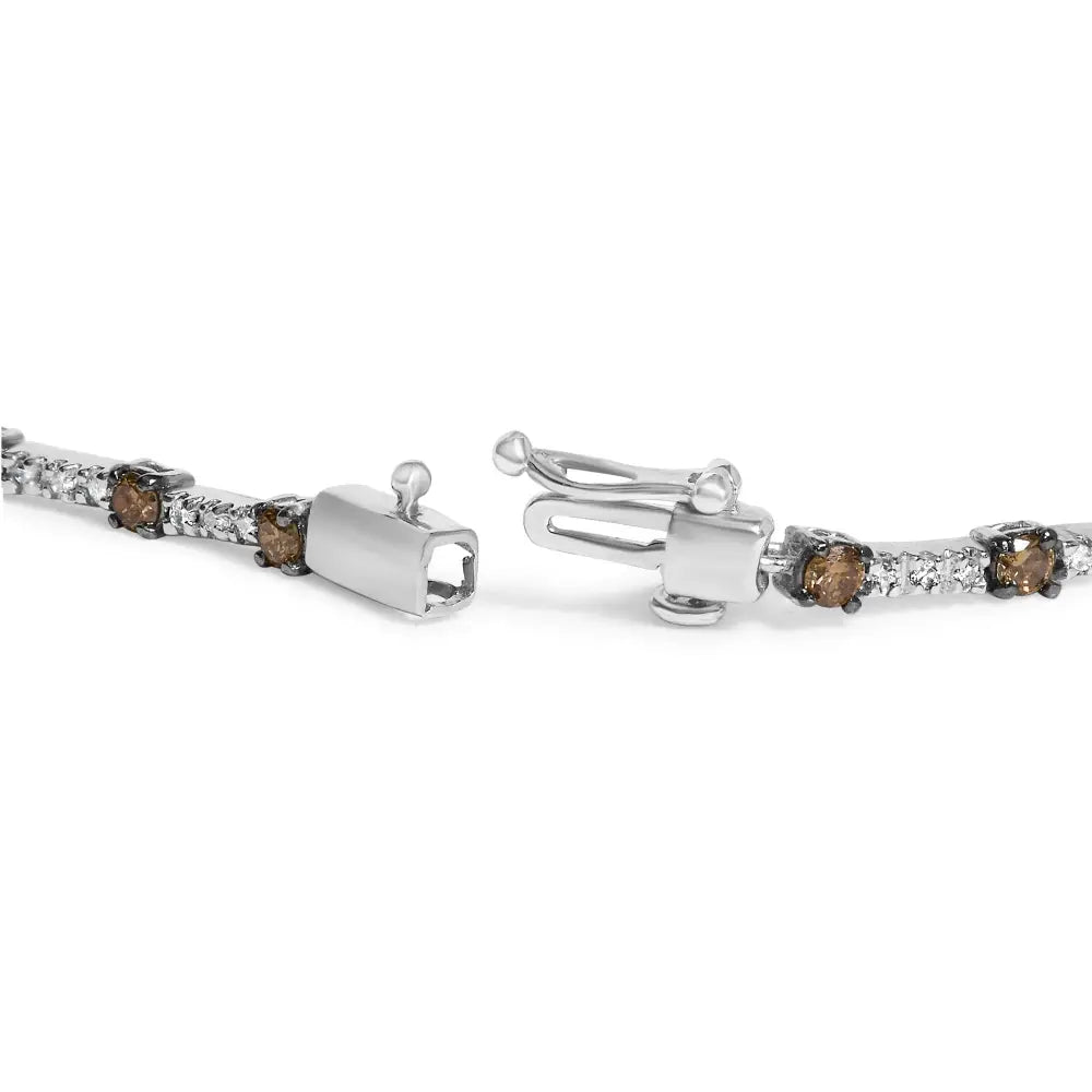 14k white gold 2 1/4 cttw champagne and white diamond bar link bracelet bijoux-nyc direct