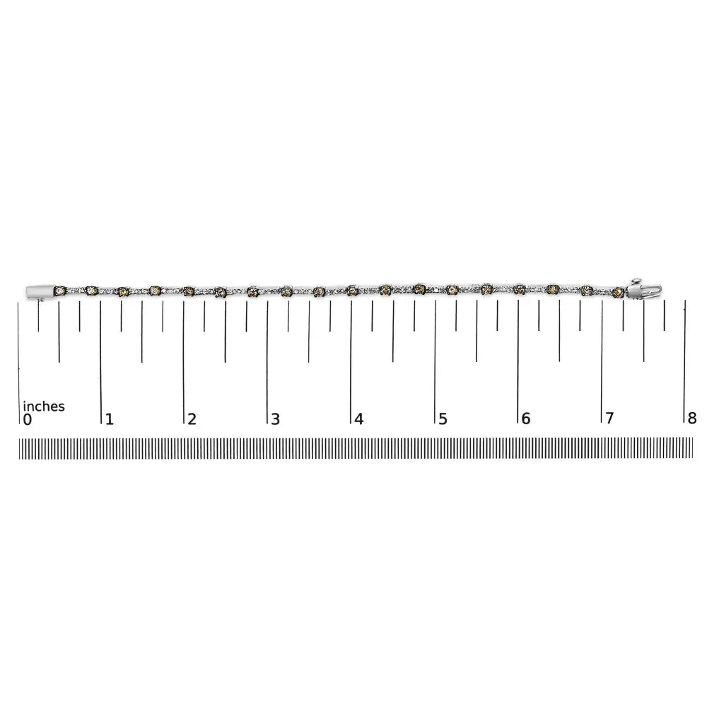 14k white gold 2 1/4 cttw champagne and white diamond bar link bracelet bijoux-nyc direct