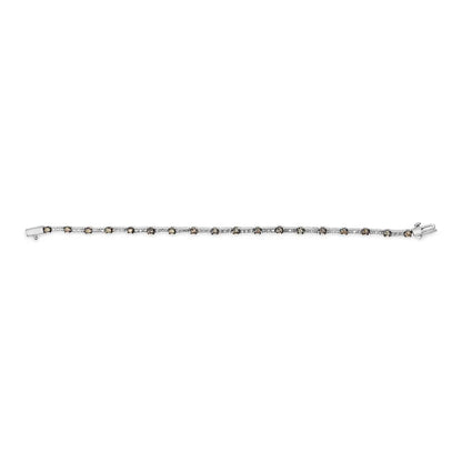 14k white gold 2 1/4 cttw champagne diamond bar link 7’’ bracelet (champagne color i1 i2 clarity) bracelets/bracelet/link