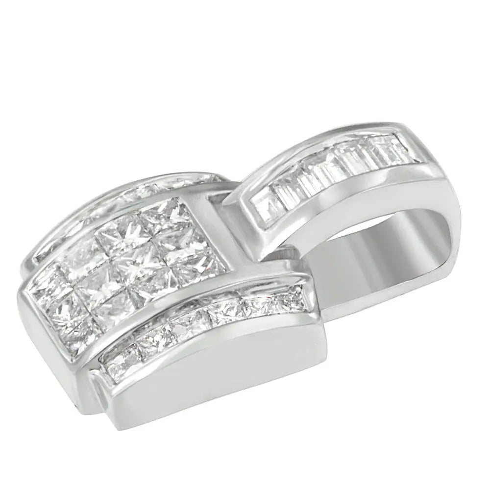 14k white gold 2 1/5 cttw princess cut composite diamond bale pendant bijoux-nyc direct