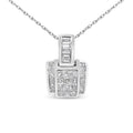 14k white gold 2 1/5 cttw princess cut composite diamond bale pendant bijoux-nyc direct