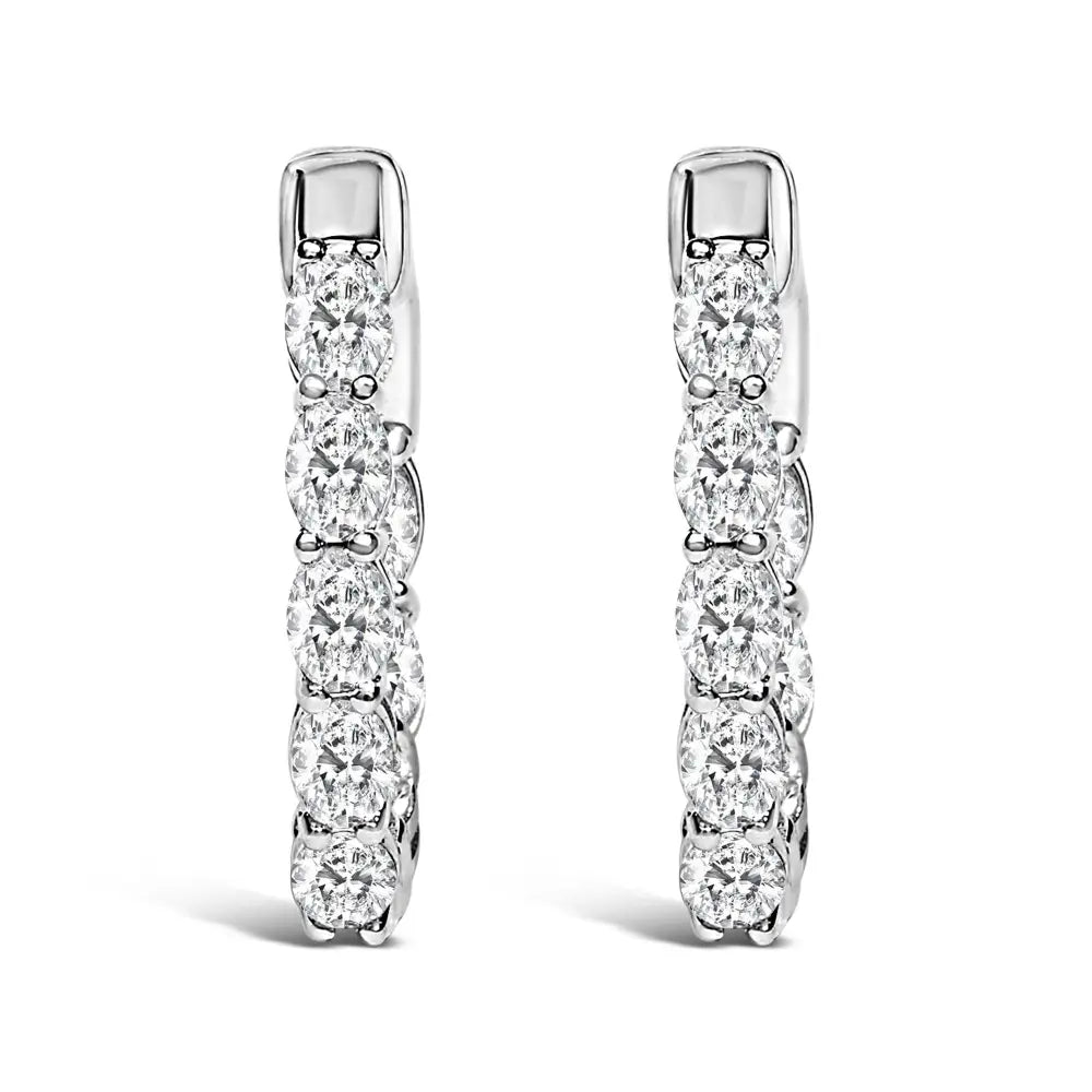 14k white gold 2 3/4 cttw oval lab grown diamond inside out hoop earrings bijoux-nyc direct