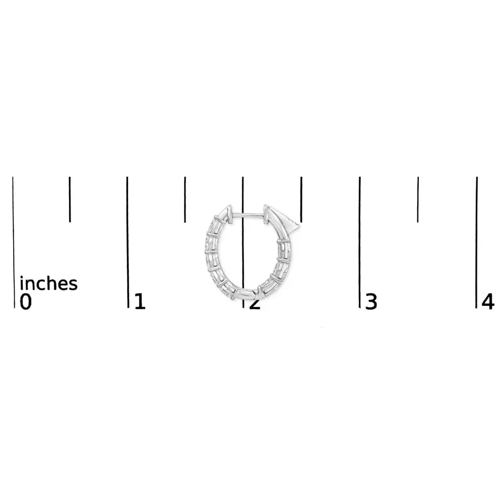 14K White Gold 2 3/4 Cttw Oval Cut Lab Grown Diamond Inside Out Hoop Earrings - Bijoux-NYC Direct