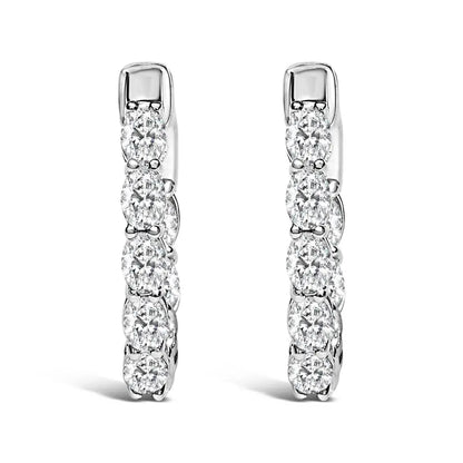 14K White Gold 2 3/4 Cttw Oval Cut Lab Grown Diamond Inside Out Hoop Earrings - Bijoux-NYC Direct