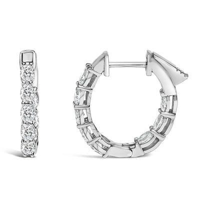 14K White Gold 2 3/4 Cttw Oval Cut Lab Grown Diamond Inside Out Hoop Earrings - Bijoux-NYC Direct