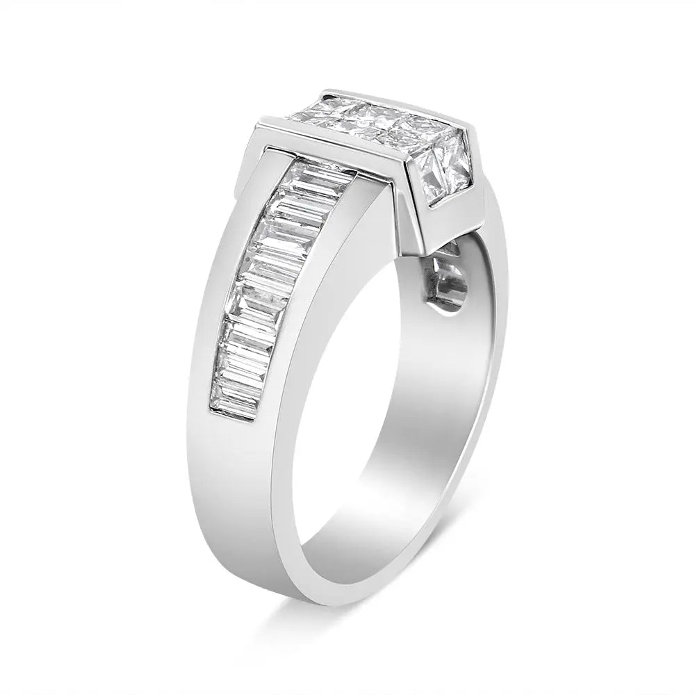 14k white gold 2 3/4 cttw princess and baguette diamond cocktail ring bijoux-nyc direct