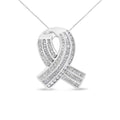 14k white gold 2 5/8 cttw round and baguette diamond awareness ribbon pendant bijoux-nyc direct
