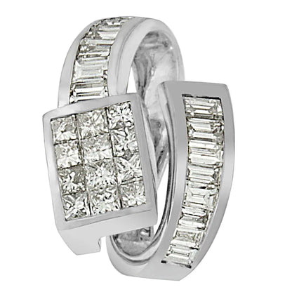 14K White Gold 2 cttw Princess and Baguette Cut Diamond Double Loop Pendant Necklace (G-H, VS1-VS2) - Bijoux-NYC Direct