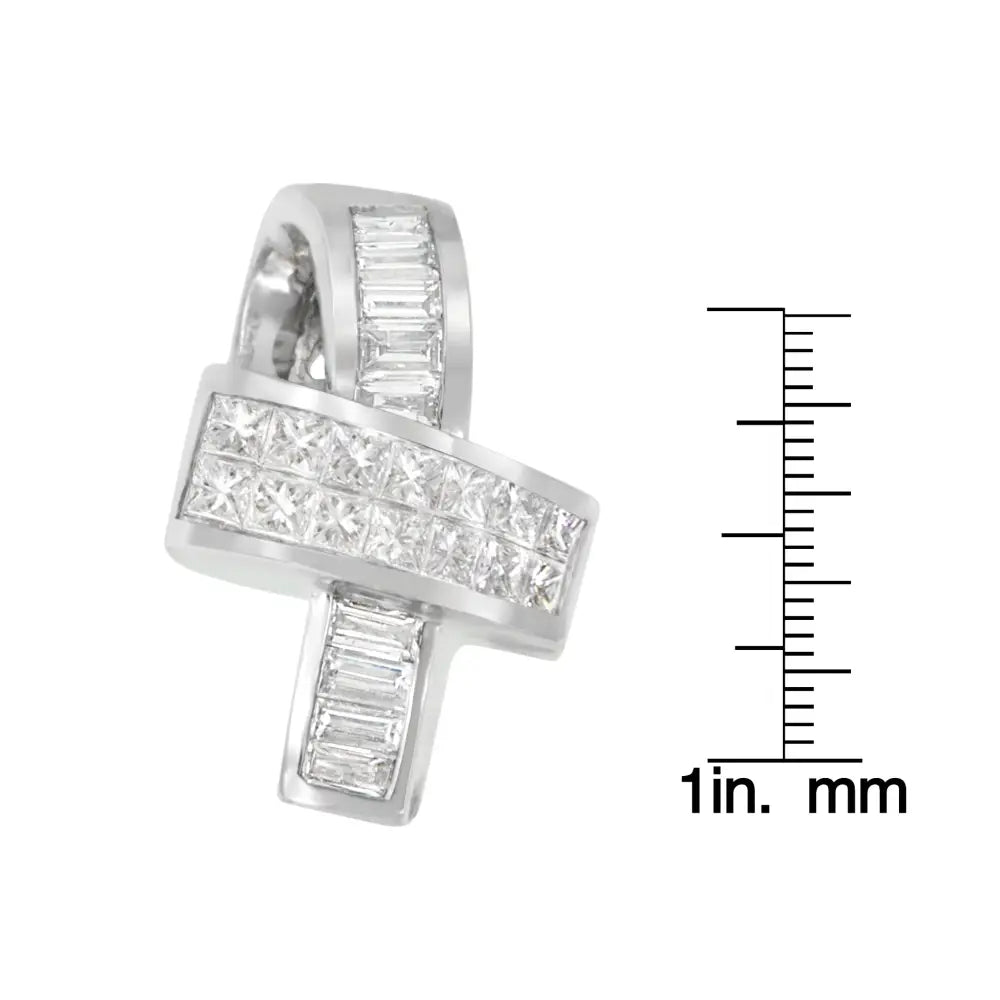 14k white gold 2 cttw diamond ribbon pendant necklace bijoux-nyc direct