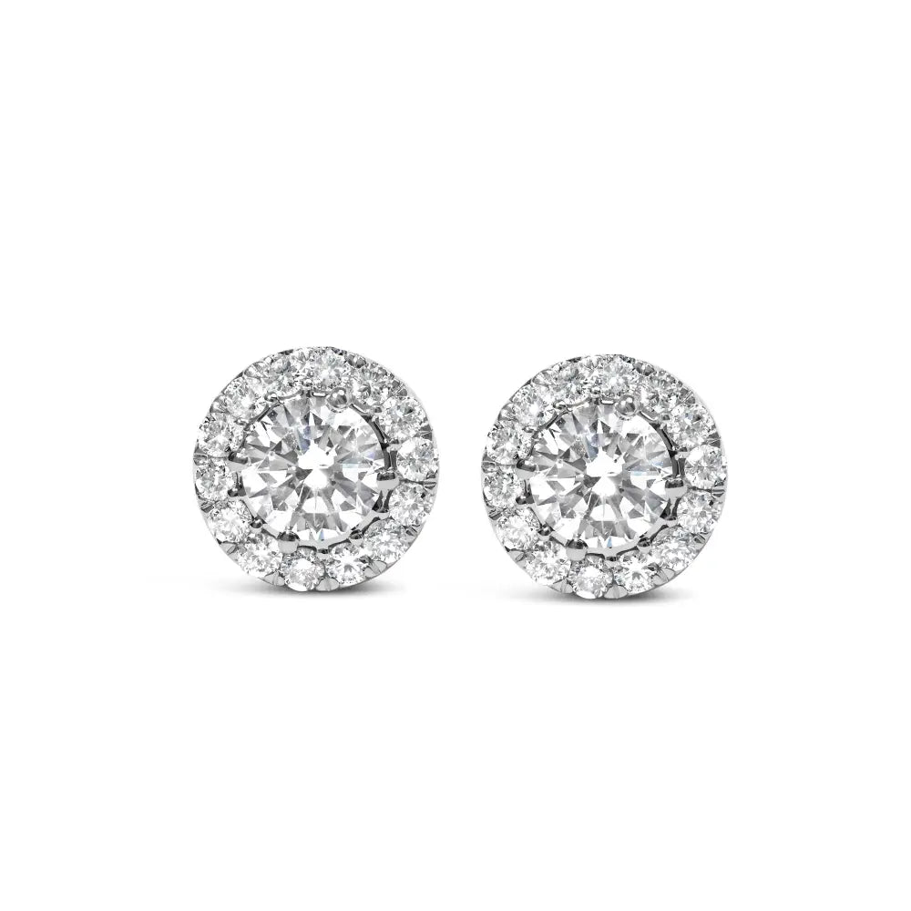 14k white gold 3.0 cttw lab grown diamond hidden halo stud earrings bijoux-nyc direct