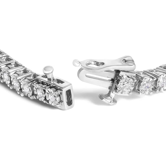 14k white gold 3.0 cttw lab grown diamond illusion set miracle plate tennis bracelet (f g color vs1 vs2 clarity) size 7.25’’