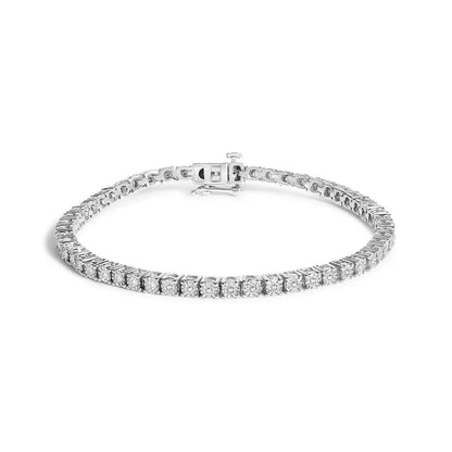 14k white gold 3.0 cttw lab grown diamond illusion set miracle plate tennis bracelet (f g color vs1 vs2 clarity) size 7.25’’
